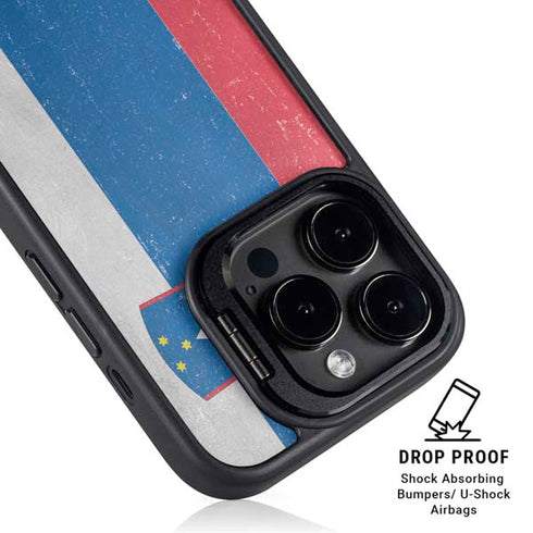 Slovenia Flag Distressed iPhone 15 Pro Max Kickstand Case